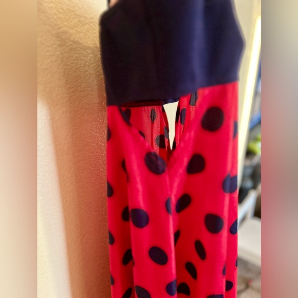 Navy Blue , Red skirting with Polka Dots Summer Dress - Picture 6 of 9